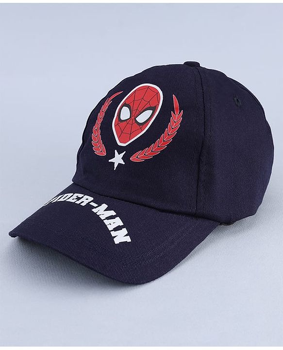 Pine Kids Marvel Cotton Woven  Summer Cap With Spider Man Print Navy Blue - Diameter 20 cm