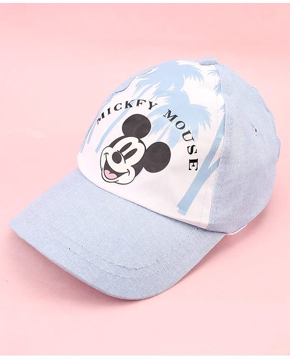 Pine Kids Cotton Woven Cap With Mickey Mouse Print Light Blue - Diameter 16 cm