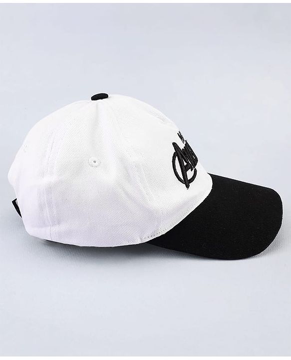 Pine Kids Marvel Cotton Woven Cap With Avenger Graphics - White & Black