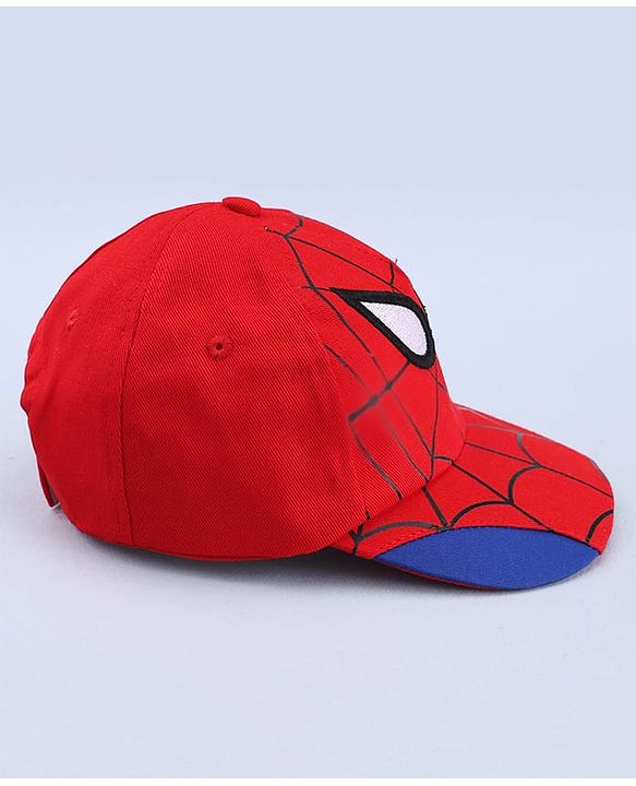 Pine Kids Marvel 100% Cotton Woven Summer Cap With Spider Man Graphics Red - Diameter 19 cm