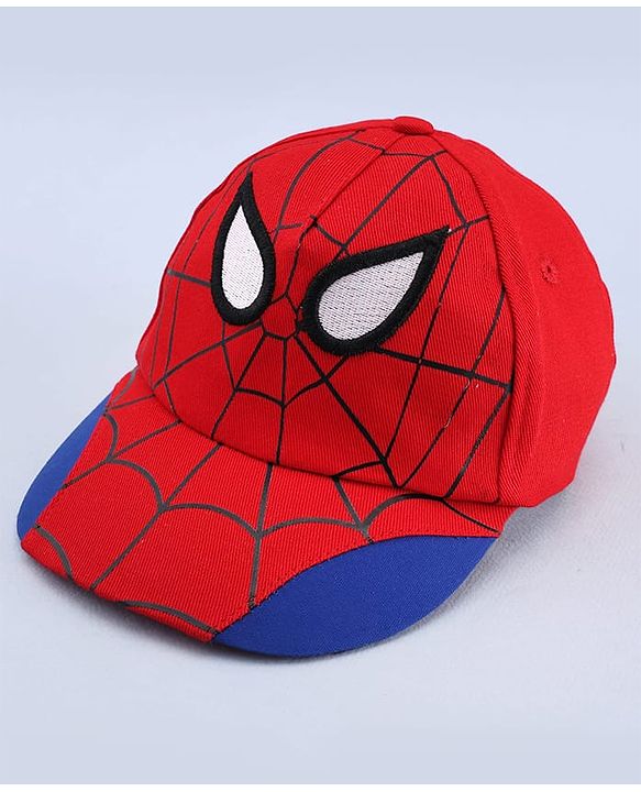 Pine Kids Marvel 100% Cotton Woven Summer Cap With Spider Man Graphics Red - Diameter 19 cm