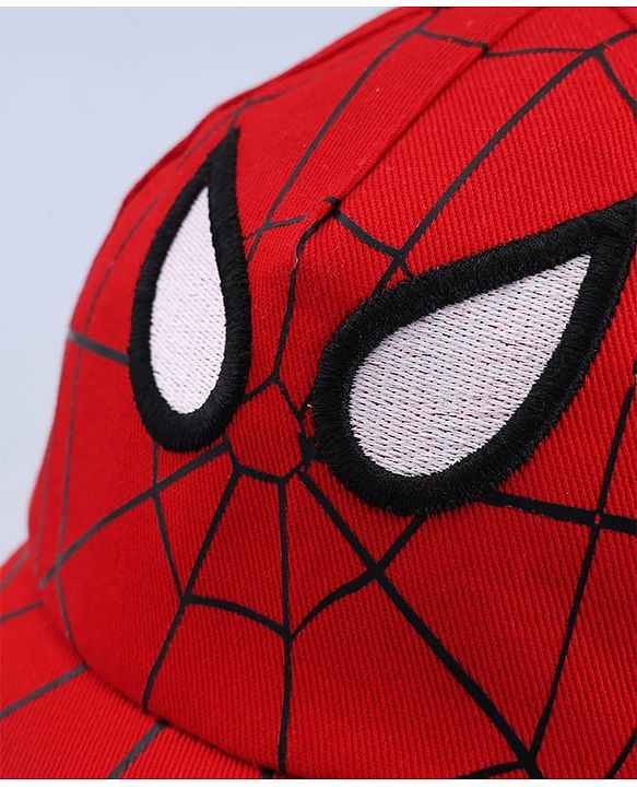 Pine Kids Marvel 100% Cotton Woven Summer Cap With Spider Man Graphics Red - Diameter 19 cm