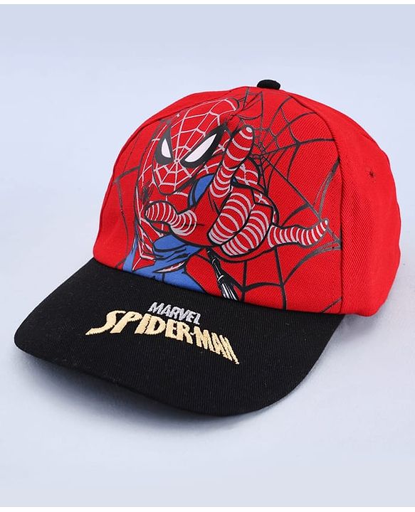 Pine Kids Marvel 100% Cotton Woven Summer Cap With Spider Man Graphics Red - Diameter 20 cm