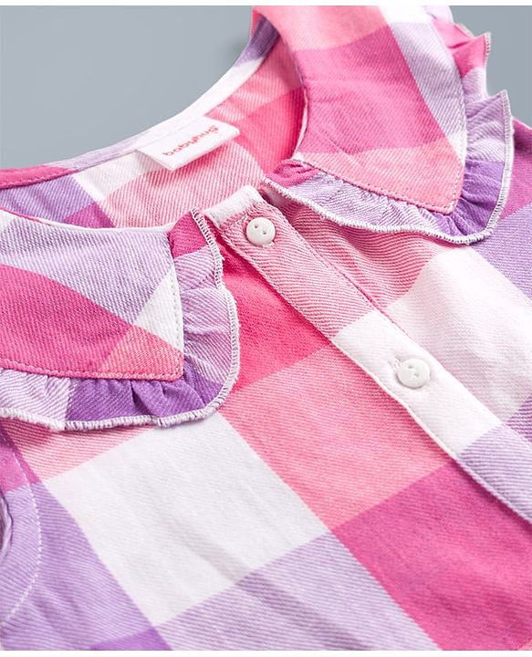 Babyhug Cotton Woven Sleeveless Checks Top - Multicolor