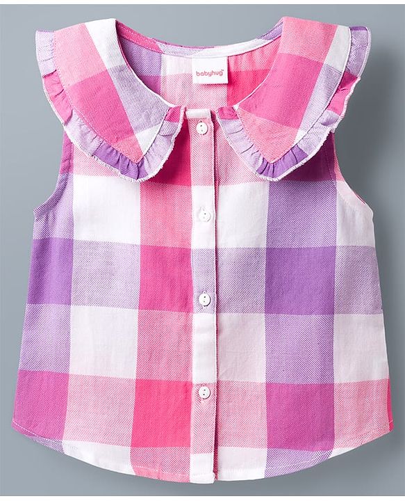 Babyhug Cotton Woven Sleeveless Checks Top - Multicolor
