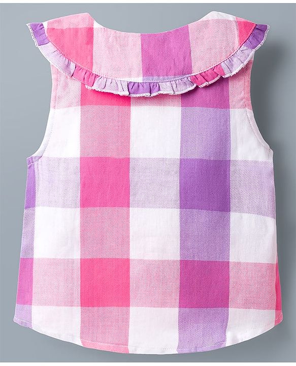 Babyhug Cotton Woven Sleeveless Checks Top - Multicolor