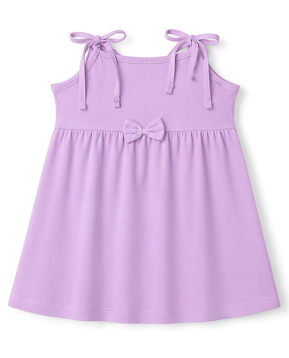 Babyhug 100% Cotton Knit Sleeveless Floral & Bear Printed Frocks With Bow Applique Pack of 2 - Multicolor