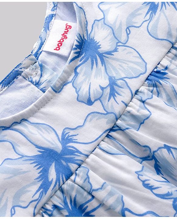 Babyhug Cotton Cambric Woven Half Sleeves Woven Floral Printed Top - Multicolour