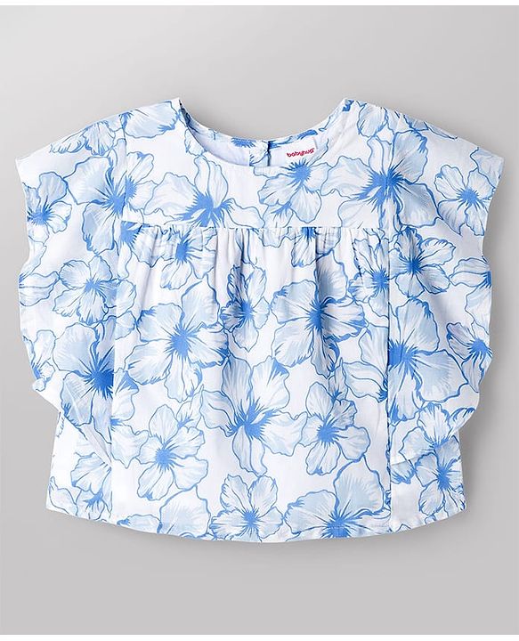 Babyhug Cotton Cambric Woven Half Sleeves Woven Floral Printed Top - Multicolour