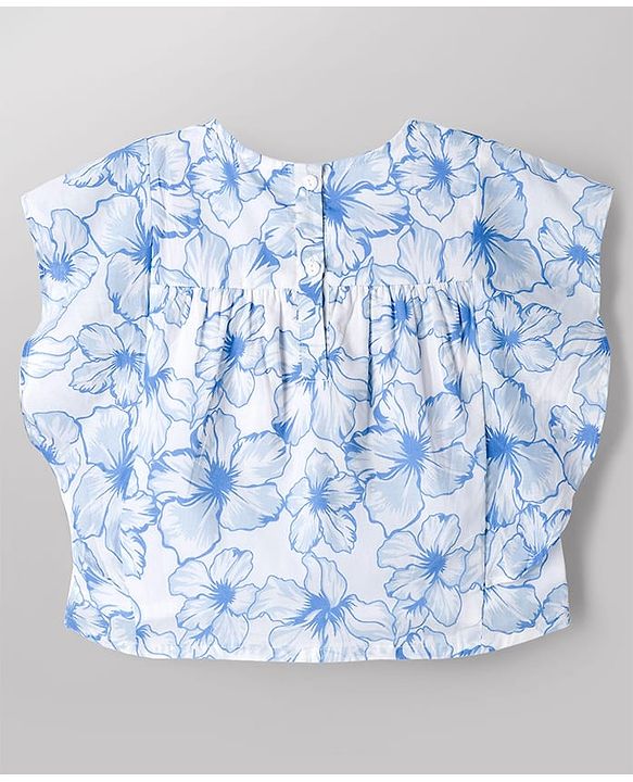 Babyhug Cotton Cambric Woven Half Sleeves Woven Floral Printed Top - Multicolour