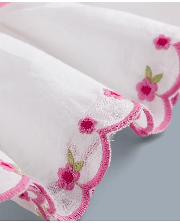 Babyhug Cotton Woven Sleeveless Top with Floral Embroidery & Bow Applique - Multicolor