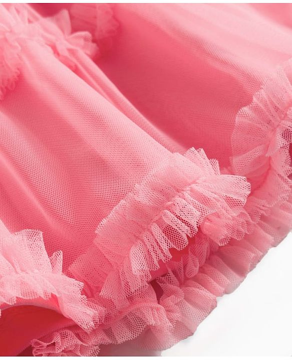 Babyhug Single Jersey Knit Half Sleeves Frock with Bow Applique & Embroidery - Coral