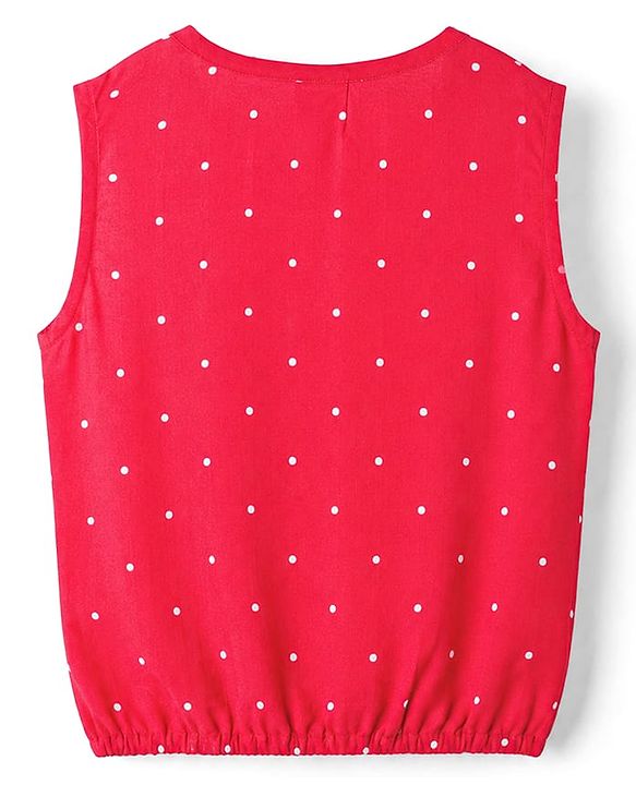 Babyhug 100% Cotton Woven Top Sleeveless with Knot Detailing & All Over Polka Dot Print Multi Color 6-9 Months