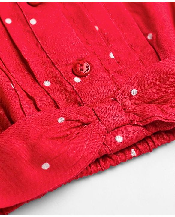 Babyhug 100% Cotton Woven Top Sleeveless with Knot Detailing & All Over Polka Dot Print Multi Color 6-9 Months