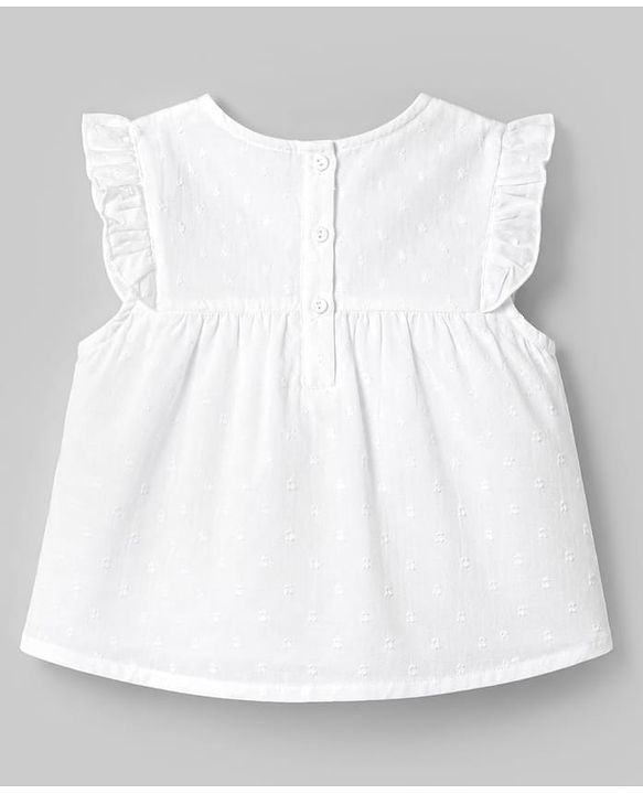 Babyhug 100% Cotton Swiss Dot Woven Frill Sleeves Floral Embroidered Top With Schiffli Detailing - Multicolor