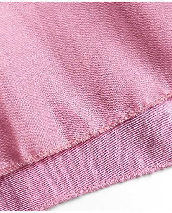 Babyhug Satin Woven Half Puff Sleeves Glass Nylon Fit & Flare Party Dress with Yoke Pleating & Bow - Pink