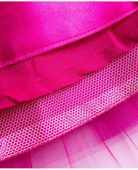 Babyhug Mesh Woven Sleeveless Party Dress With Sequin Bow Applique - Dark Pink