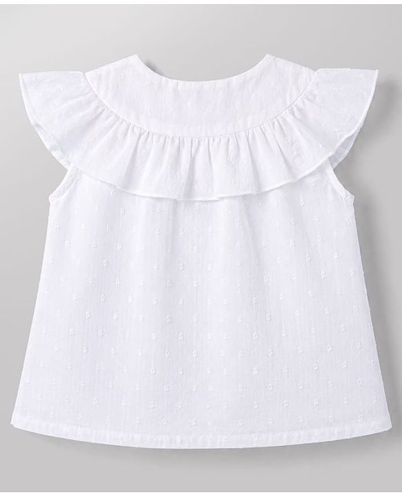 Babyhug 100% Cotton Woven Top with Embroidery Detailing, Frill Sleeves Multi Color 6-9 Months