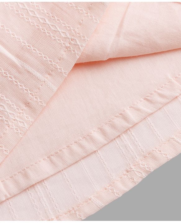 Babyhug 100% Cotton Knit Sleeveless Floral Embroidered Top - Peach