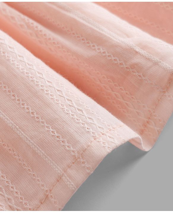 Babyhug 100% Cotton Knit Sleeveless Floral Embroidered Top - Peach