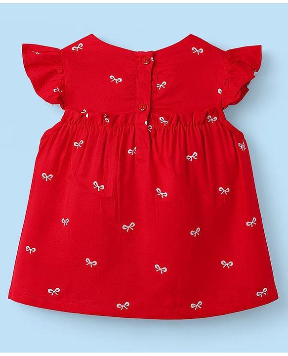 Babyhug Cotton Woven Top with Bow Detailing & All Over Print Multi Color 6-9 Months