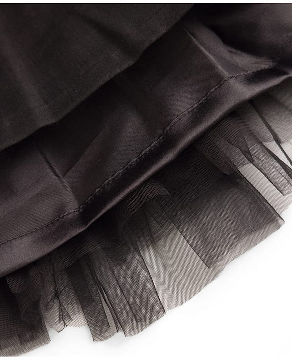 Babyhug Premium Satin Woven Sleeveless 5 Layered Party Frock with Sequins Bow Applique - Black