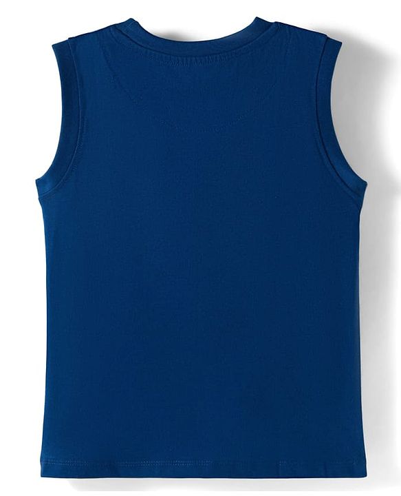 Pine Kids Marvel 100% Cotton Knit Sleeveless Cut N Sew Tank T-Shirt With Captain America Graphic - Navy Blue