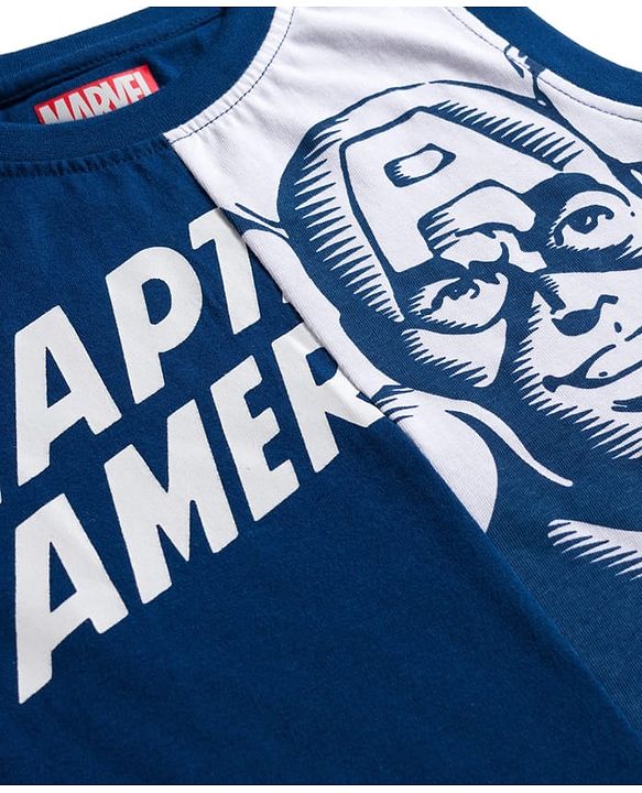 Pine Kids Marvel 100% Cotton Knit Sleeveless Cut N Sew Tank T-Shirt With Captain America Graphic - Navy Blue
