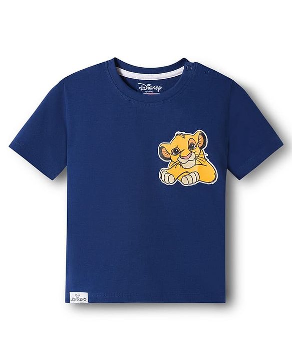 Babyhug Disney Single Jersey Knit Half Sleeves Oversize T-Shirt with Front & Back Lion King Graphic - Navy Blue