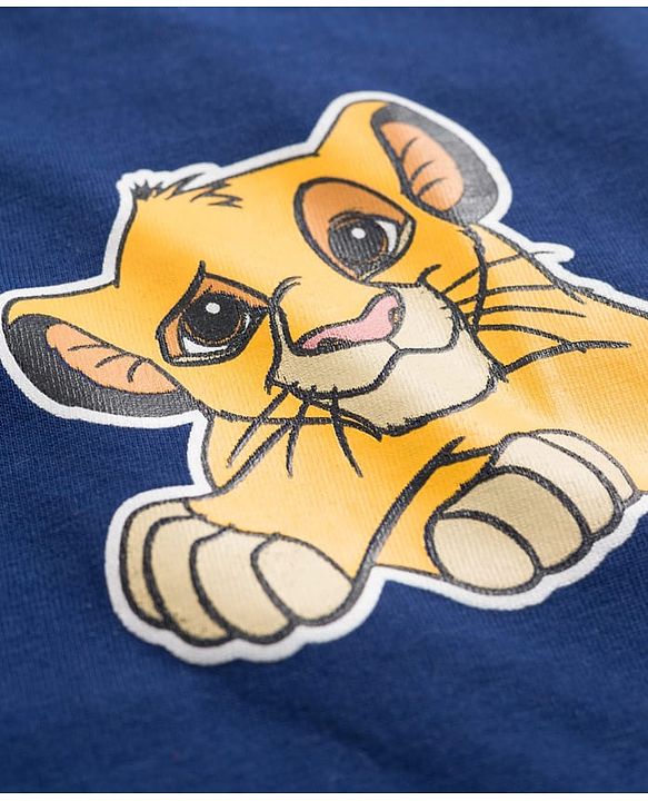 Babyhug Disney Single Jersey Knit Half Sleeves Oversize T-Shirt with Front & Back Lion King Graphic - Navy Blue
