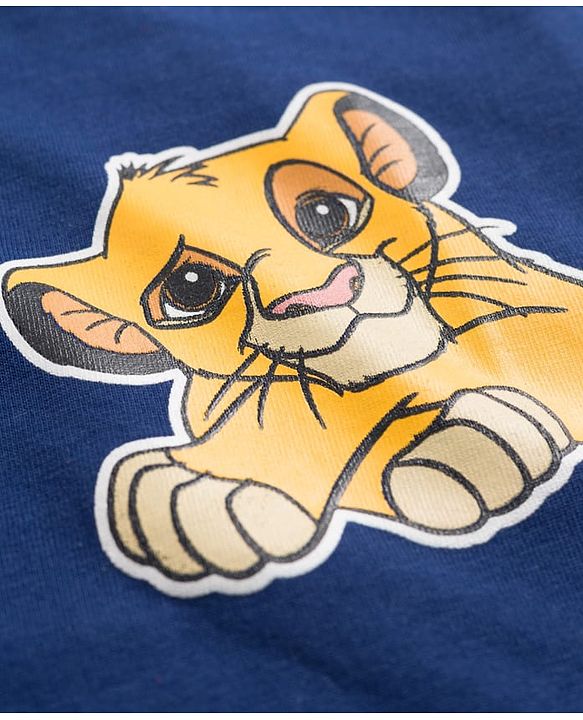 Babyhug Disney Single Jersey Knit Half Sleeves Oversize T-Shirt with Front & Back Lion King Graphic - Navy Blue