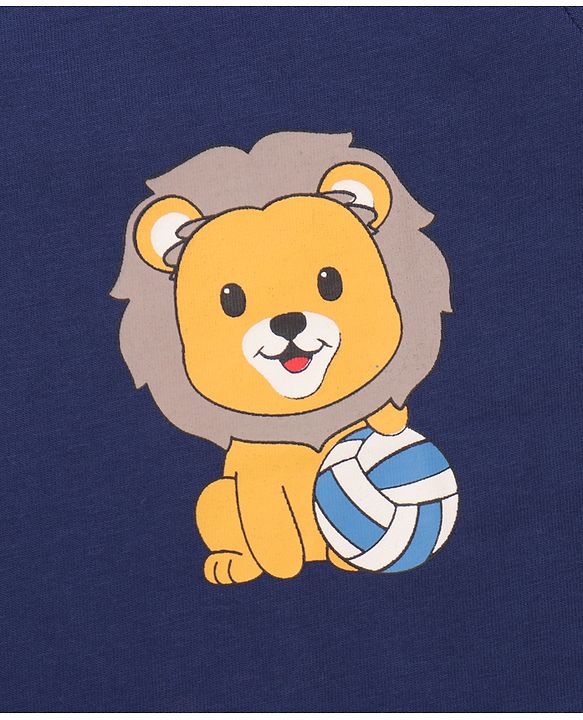 Babyhug Disney Single Jersey Knit Half Sleeves Oversize T-Shirt with Front & Back Lion King Graphic - Navy Blue