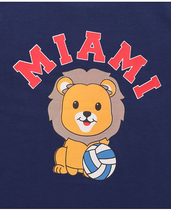 Babyhug Disney Single Jersey Knit Half Sleeves Oversize T-Shirt with Front & Back Lion King Graphic - Navy Blue