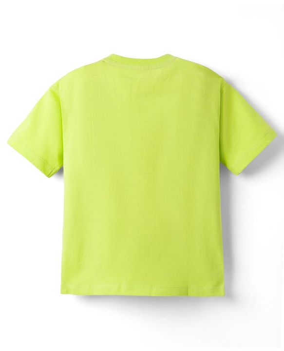 Babyhug Disney 100% Cotton Knit Half Sleeves Oversize T-Shirt With Lion King Graphic - Limegreen