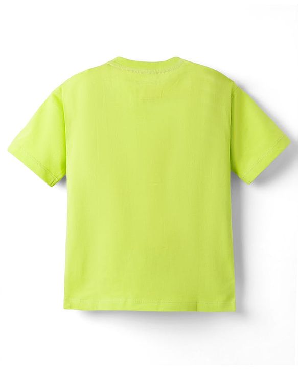 Babyhug Disney 100% Cotton Knit Half Sleeves Oversize T-Shirt With Lion King Graphic - Limegreen