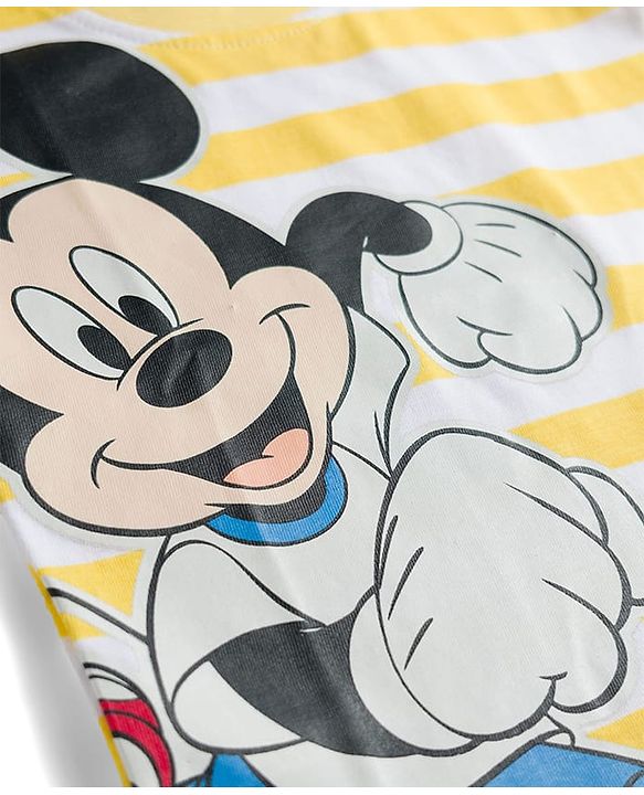 Babyhug Disney Single Jersey Knit Half Sleeves Oversized T-Shirt with Mickey Mouse Graphics - Multicolor