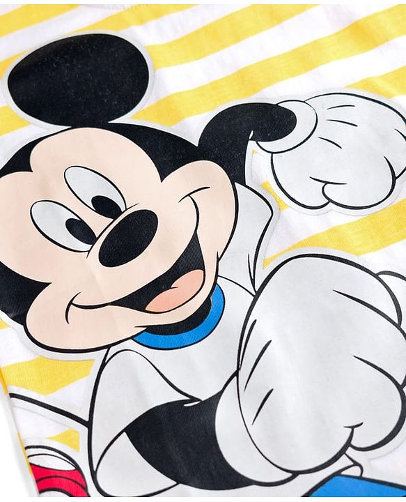 Babyhug Disney Single Jersey Knit Half Sleeves Oversized T-Shirt with Mickey Mouse Graphics - Multicolor
