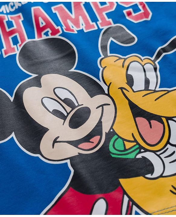 Babyhug Disney 100% Cotton Knit Half Sleeves Oversize T-Shirt With Mickey Mouse Graphic - Navy Blue