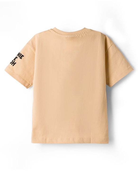 Babyhug Disney 100% Cotton Knit Half Sleeves Oversize T-Shirt With Winnie the Pooh Graphic - Yellow