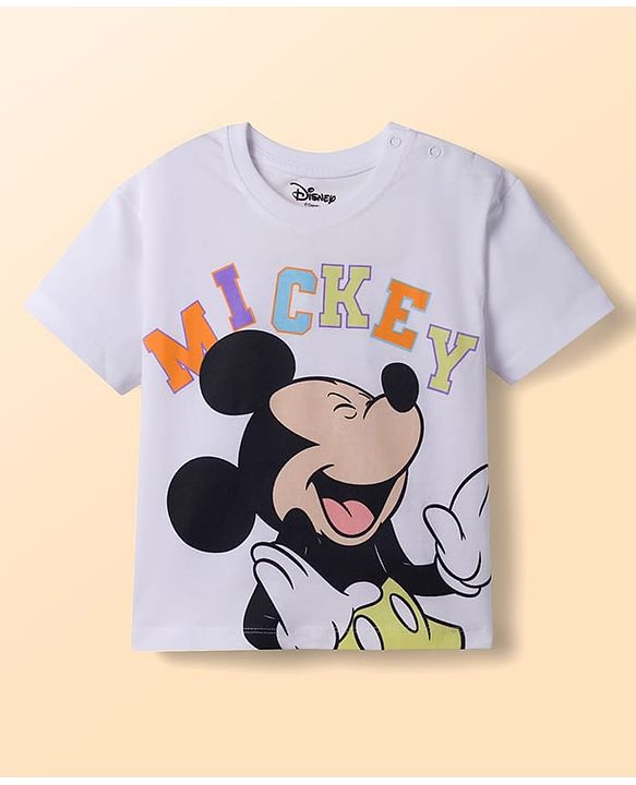 Babyhug Disney 100% Cotton Knit Half Sleeves Oversize T-Shirts With Mickey & Friends Graphic Pack of 2 - Multicolour