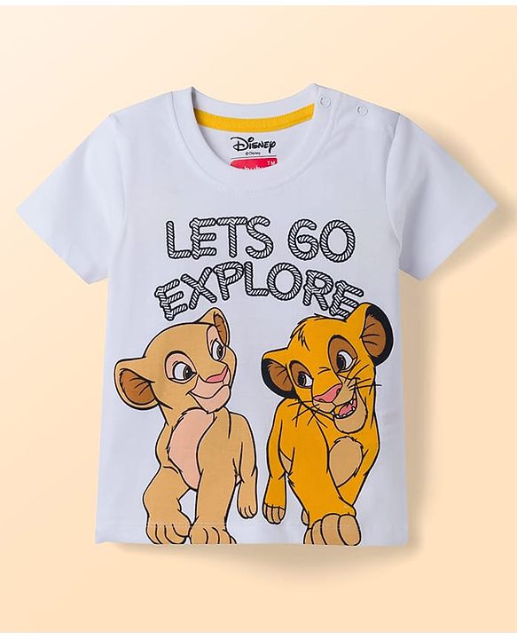 Babyhug Disney 100% Cotton Knit Half Sleeve T-Shirts With Simba & Friends Graphic Pack of 3 - Multicolour