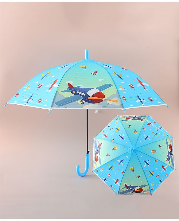 Babyhug Free Size Umbrella with Aeroplane Print - Blue