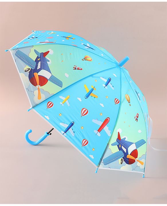 Babyhug Free Size Umbrella with Aeroplane Print - Blue