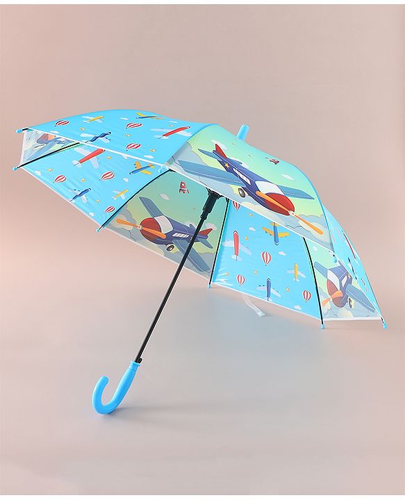 Babyhug Free Size Umbrella with Aeroplane Print - Blue
