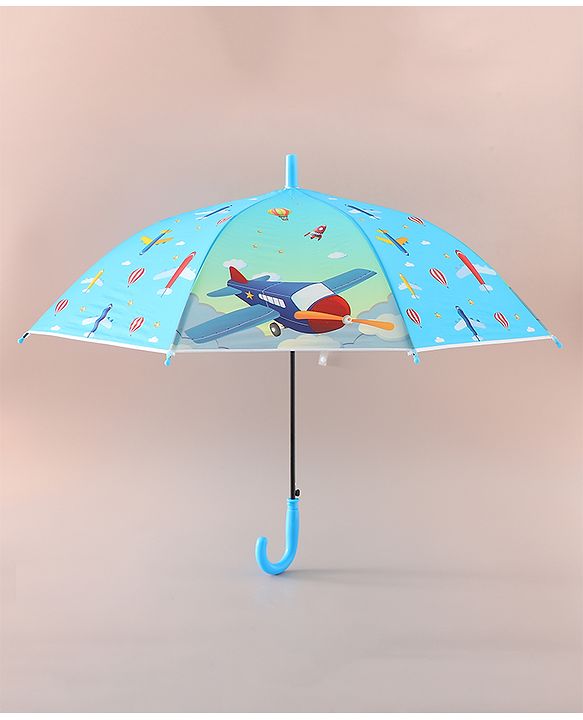 Babyhug Free Size Umbrella with Aeroplane Print - Blue