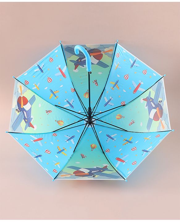 Babyhug Free Size Umbrella with Aeroplane Print - Blue