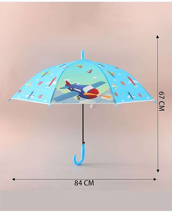 Babyhug Free Size Umbrella with Aeroplane Print - Blue