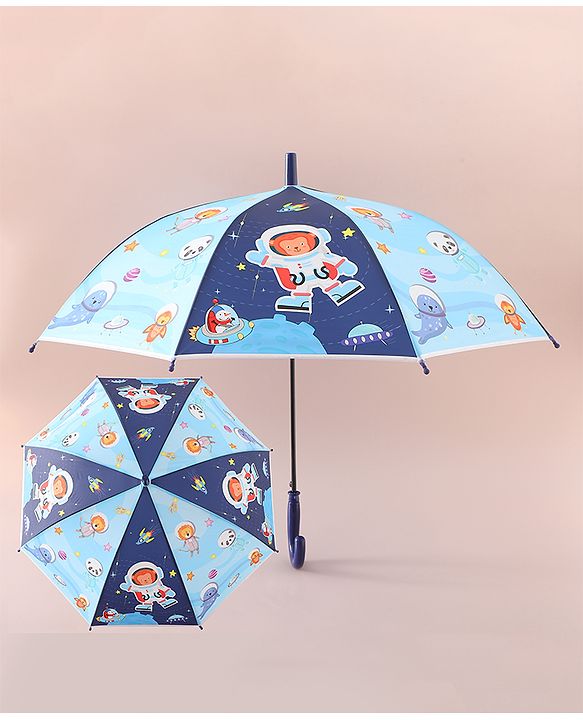 Babyhug Free Size Umbrella with Animal Print - Blue