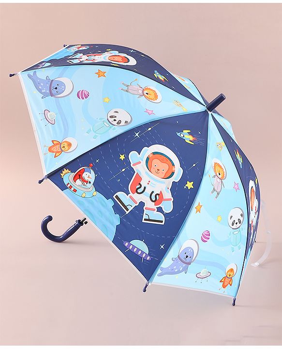 Babyhug Free Size Umbrella with Animal Print - Blue