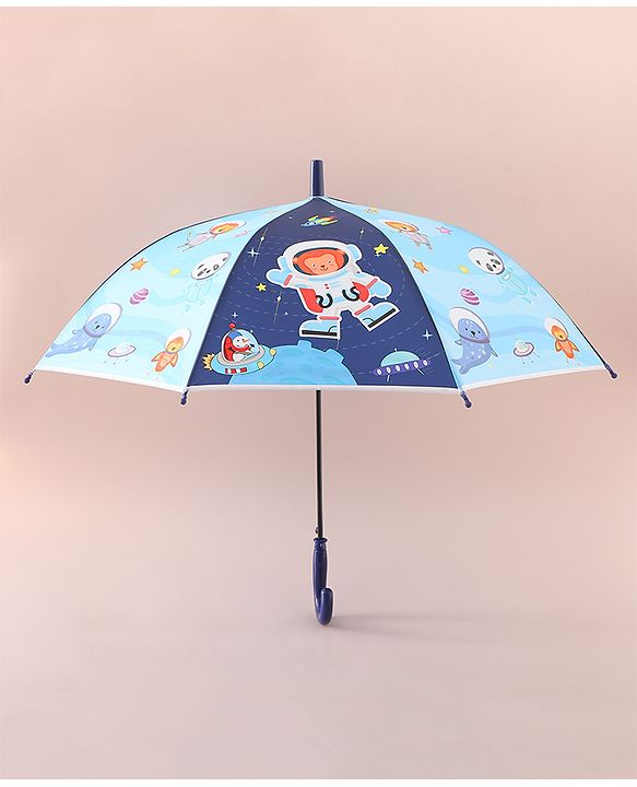 Babyhug Free Size Umbrella with Animal Print - Blue